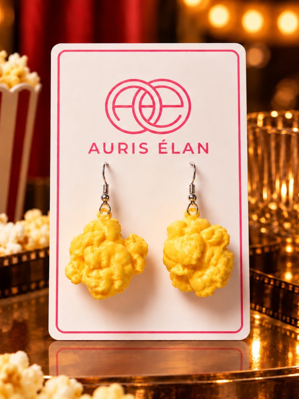 Yellow Popcorn Dangle Earrings